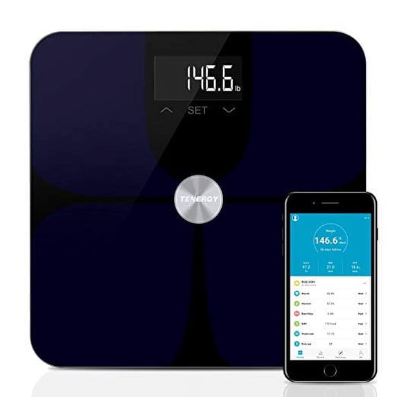 Tenergy Vitalis Digital Weight Scale, High Precision Smart APP Scale, Wireless Bluetooth Body Scale with Large LCD Display, Max Weight 400 lbs, APP Support iOS & Android Device
