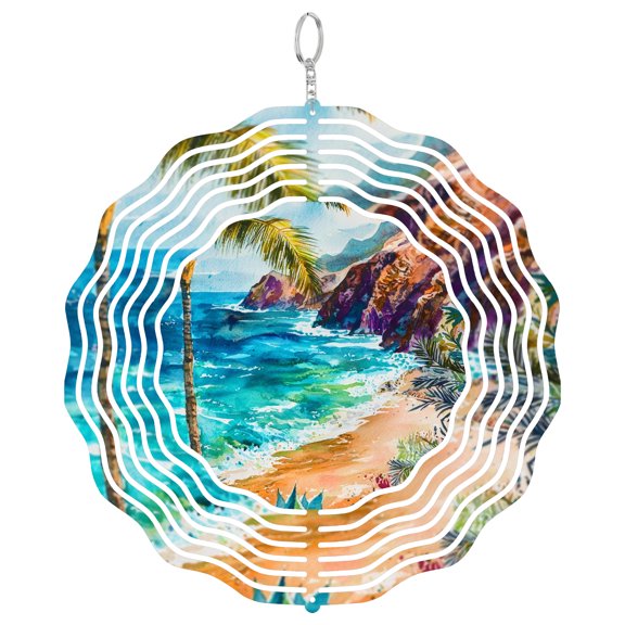 Tenerife Spain Watercolor 3D Wind Spinner Kinetic Outdoor Decor
