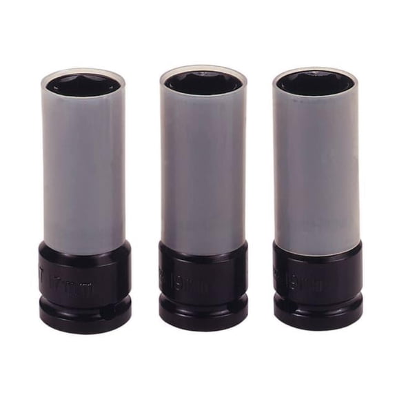 Teng Tools 1/2 Inch Drive 17, 19 & 21mm 6 Point Deep Metric Wheel Nut Impact Sockets - 9203N
