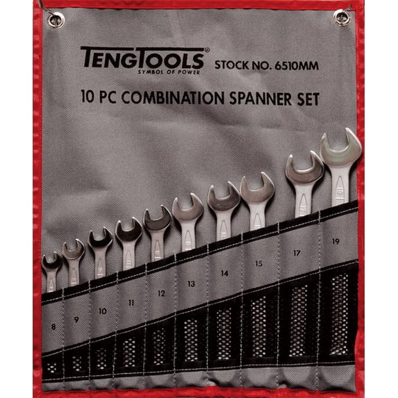 Teng Tools 10 Piece 12 Point Metric Combination Wrench Set (8MM - 19MM) - 6510MM