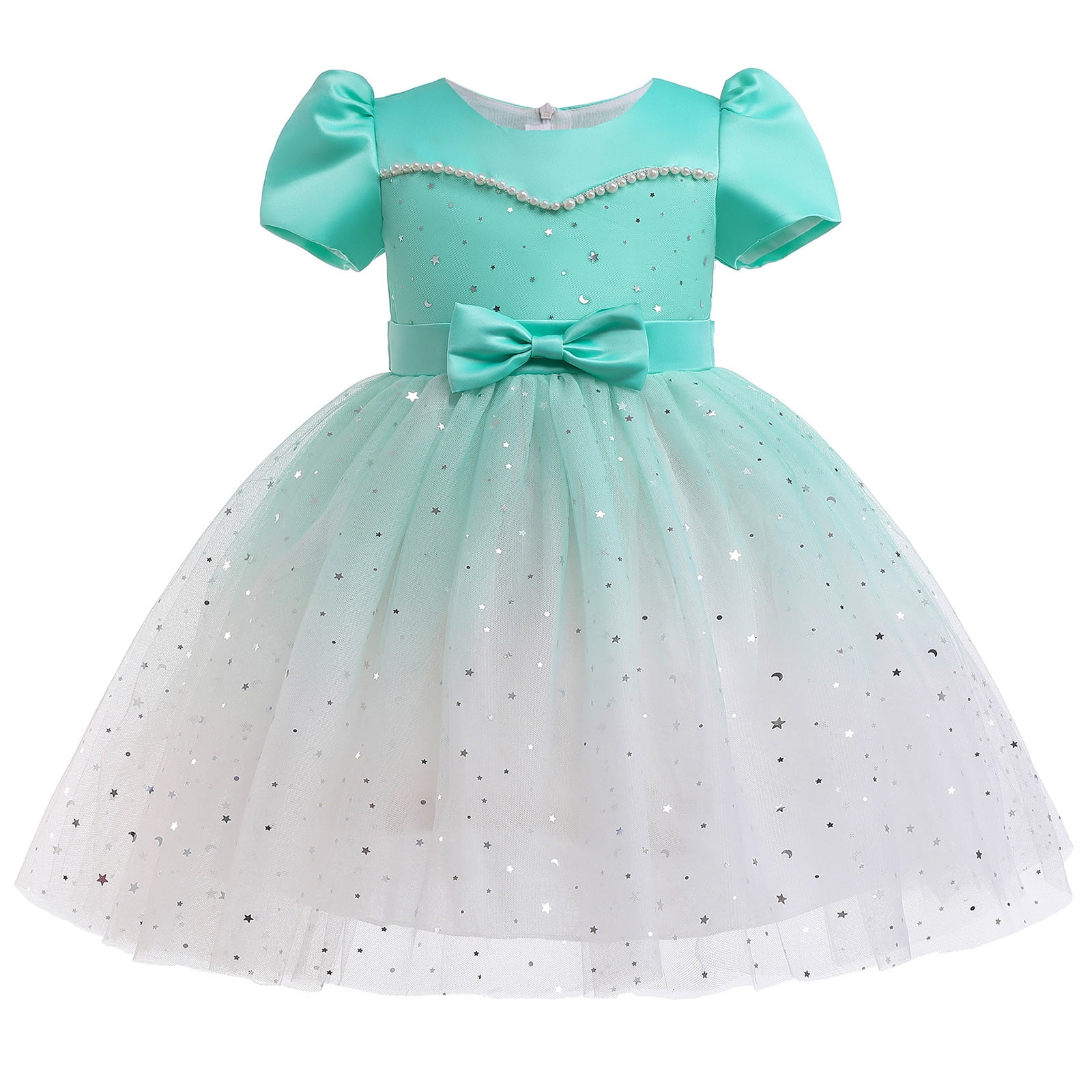 Tengma Dresses for Kids Girls Child Girls Short Sleeve Pageant Dress Birthday Party Kids