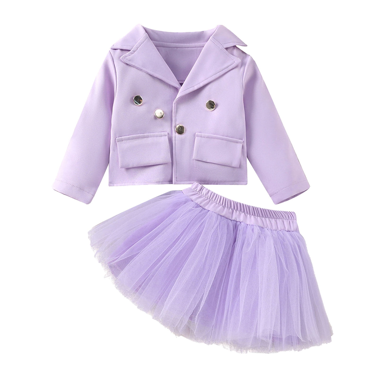 Tengma Toddler Girls Clothes Set Long Sleeve Turn Down Collar Solid ...