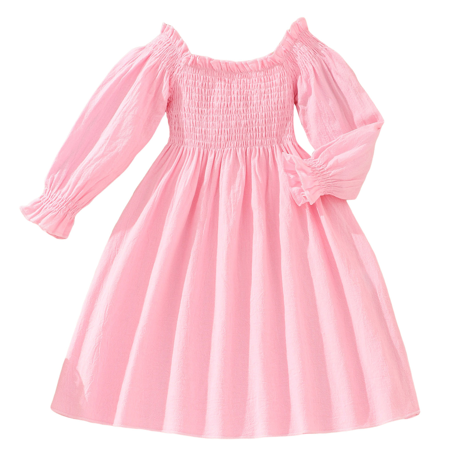 Tengma Toddler Girls Dresses Long Sleeve Solid Princess Dress Dance ...