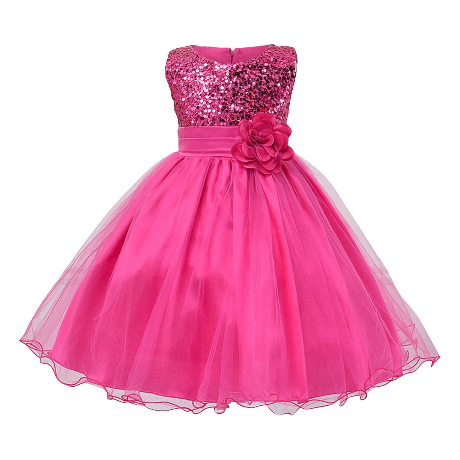 Tengma Toddler Girls Dresses Sequin Sleeveless Tulle Dress With Flower ...