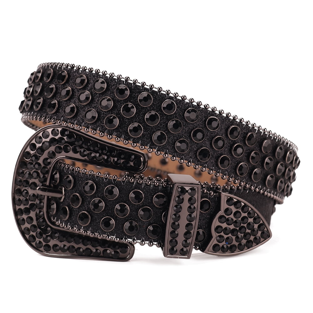 Tengmei Men Women Rhinestone Belt Luxury Strap Leather  display picture 1