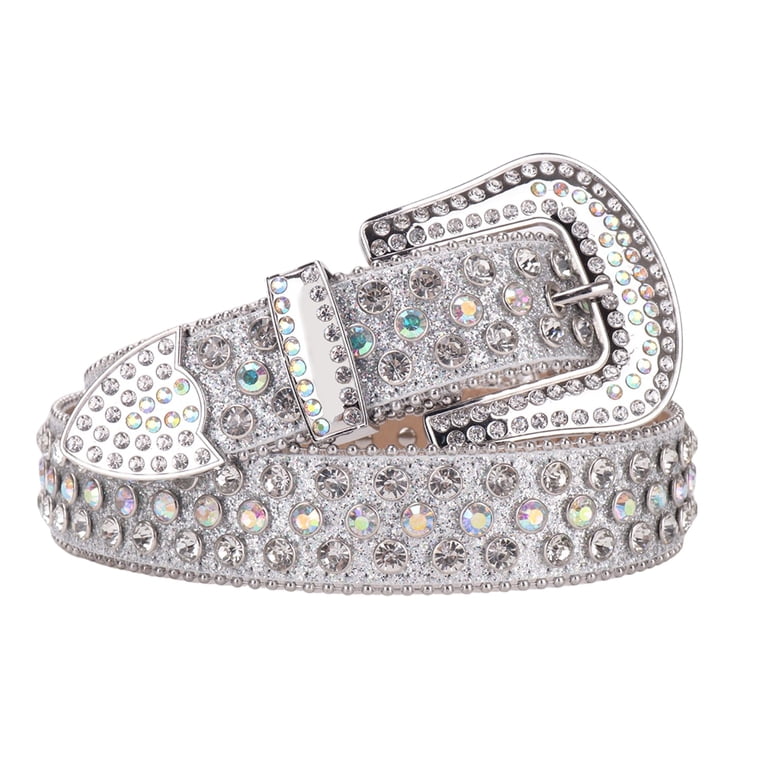 Tengmei Men Women Rhinestone Belt Luxury Strap Leather  display picture 3