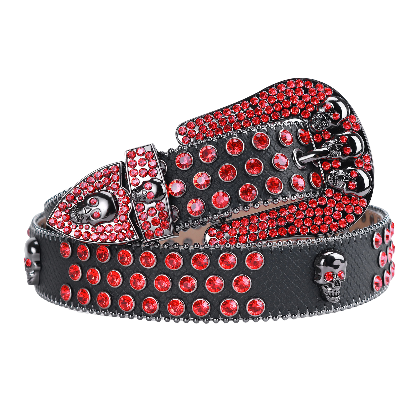Rhinestone Skull Belt Punk Fashion Studded Leather Belt for Jeans Pants Leopard Skull Punk Belt Diamond Studded Rhinestone Western  main image 3