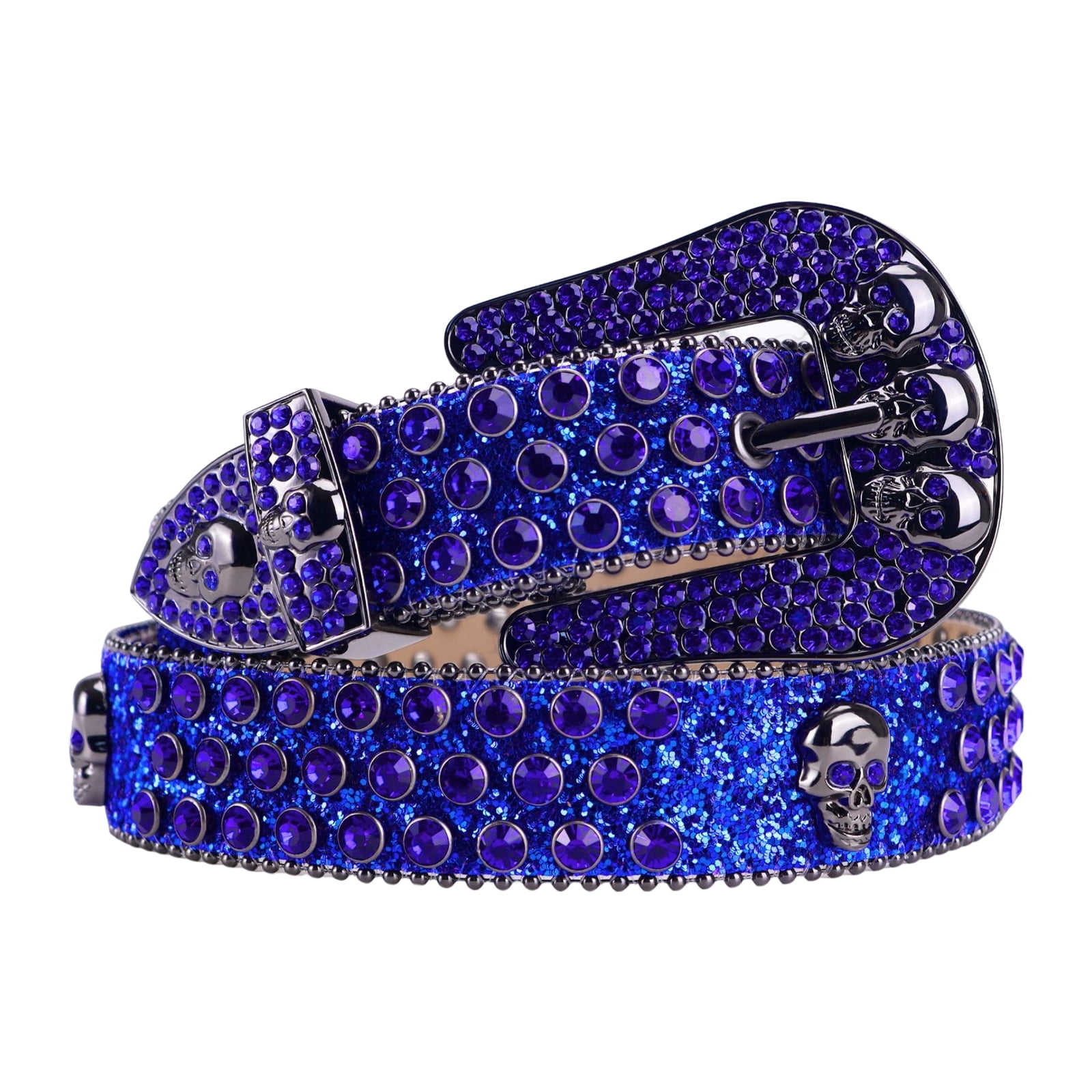 Tengmei Men Women Rhinestone Belts Punk Fashion Studded 