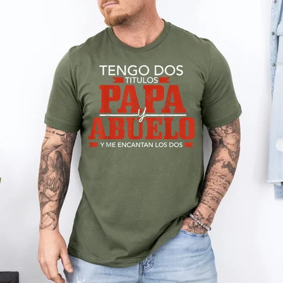 Tengo Dos Titulos Papa Abuelo Dia Del Padre Everyday Outfit For Casual Events T-Shirt, Size S-5XL