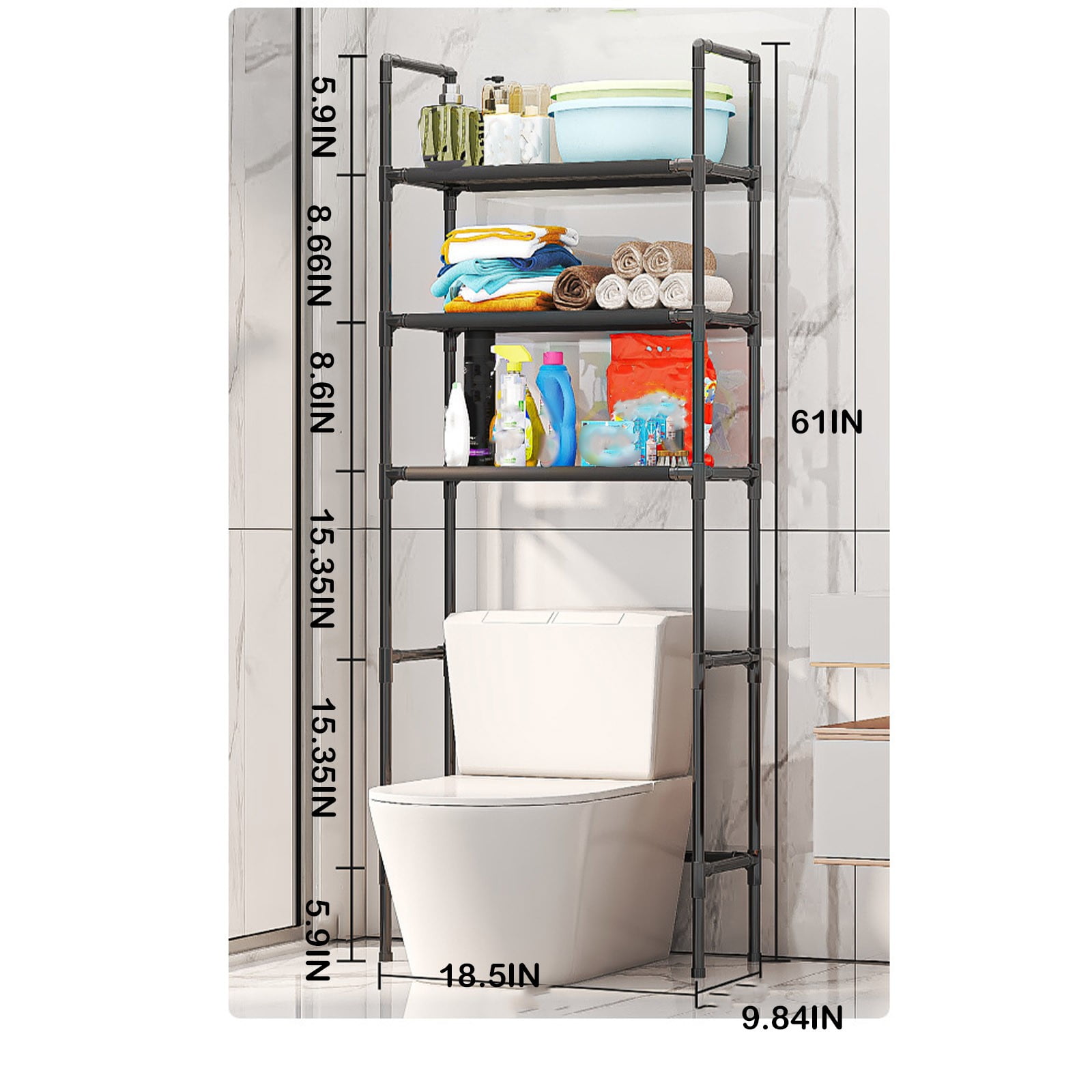 Tengw Over the Toilet Rack 3 Tier Bathroom Shelf Over Toilet Storage ...