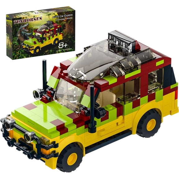 Jurassic Car Building Blocks Set, Dinosaur World Off-Road Vehicle Jurassic Movie Brick Toys (309 Pcs), Creative Gifts for Boy or Girs Kids Age 6+