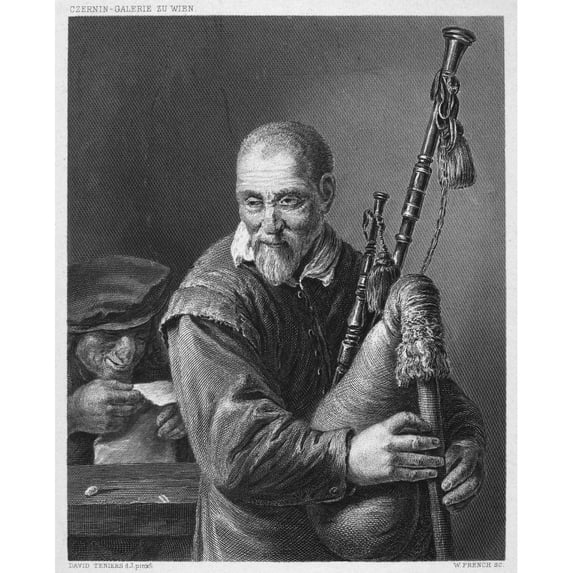 Teniers The Bagpiper. Nsteel Engraving By William French After A Painting By David Teniers The Younger.
