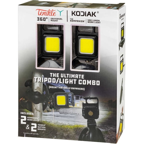 Tenikle 360 Universal Mount and Kodiak Kompanion 500 Lumen Work Light - 2 Pack