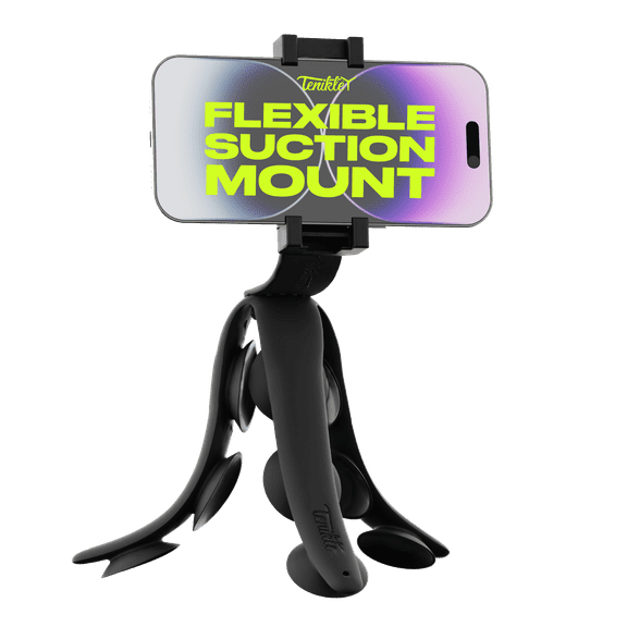 Tenikle Pro Bendable Suction Cup Tabletop Tripod for Smartphones, Insta360, Action Camera Black