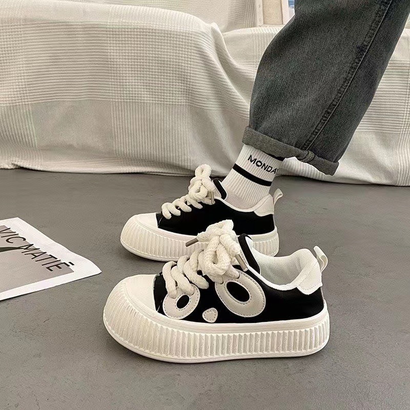 Tenis Women Sport Shoes New Platform Casual Shoe Fashion Black White Skateboard Shoes Trend Tennis Shoe All Match Athletic Shoe (black,39) (black,39)