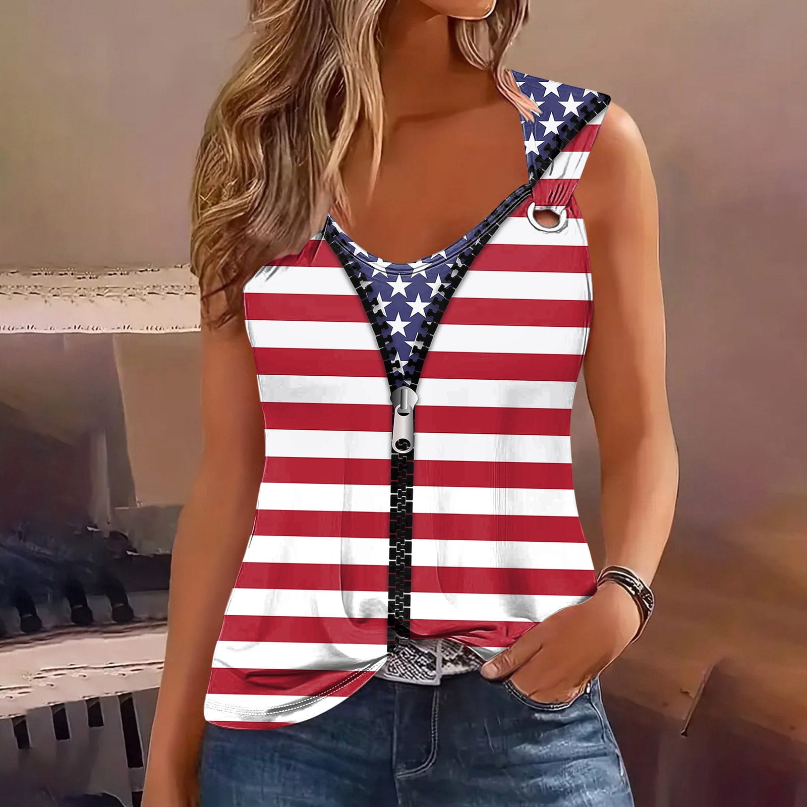 Tenk Top with Built In Bra Patriotic Shirts for Women Tank Tops Tanks