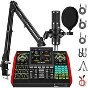 Tenlamp G10 P15 Live Sound Card Audio Mixer Kit, Digital Bluetooth 2-Channel, Condenser Microphone Bundle for Streaming Podcast Gaming