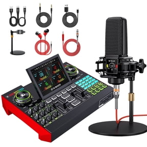 Tenlamp Podcast & Gaming Audio Mixer with Condenser Microphone, Voice Changer & Reverb Modes