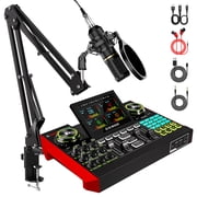 Tenlamp Podcast Kit with Audio Interface, Voice-Changing Effects and Condenser Microphone for Live Streaming and Recording