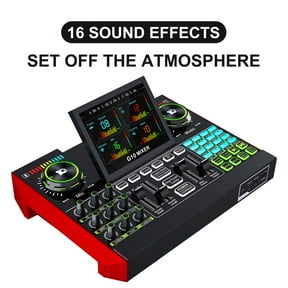 Tenlamp Vocal Effects, Live Sound Card with 13 Audio Interfaces, All-in-One Audio Mixer Device for Mobile PC Live Streaming