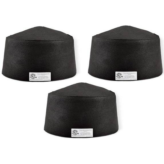 Tenmat FF109-300 One Hour UL Fire Rated Recessed Light Cover (Pack of 3), Black; For Solid Wood Joists, Open-web Wood Trusses or I-shaped Wood Joists On Max 16" On Center