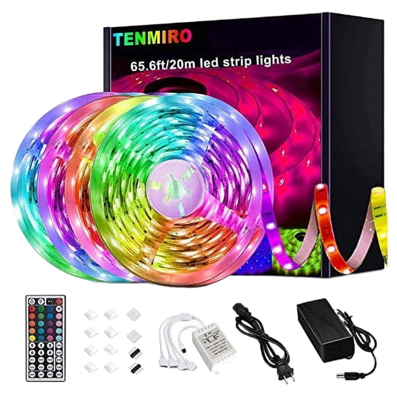 Tenmiro Indoor/Outdoor 65.6ft Plug-in Color Changing LED Strip Light