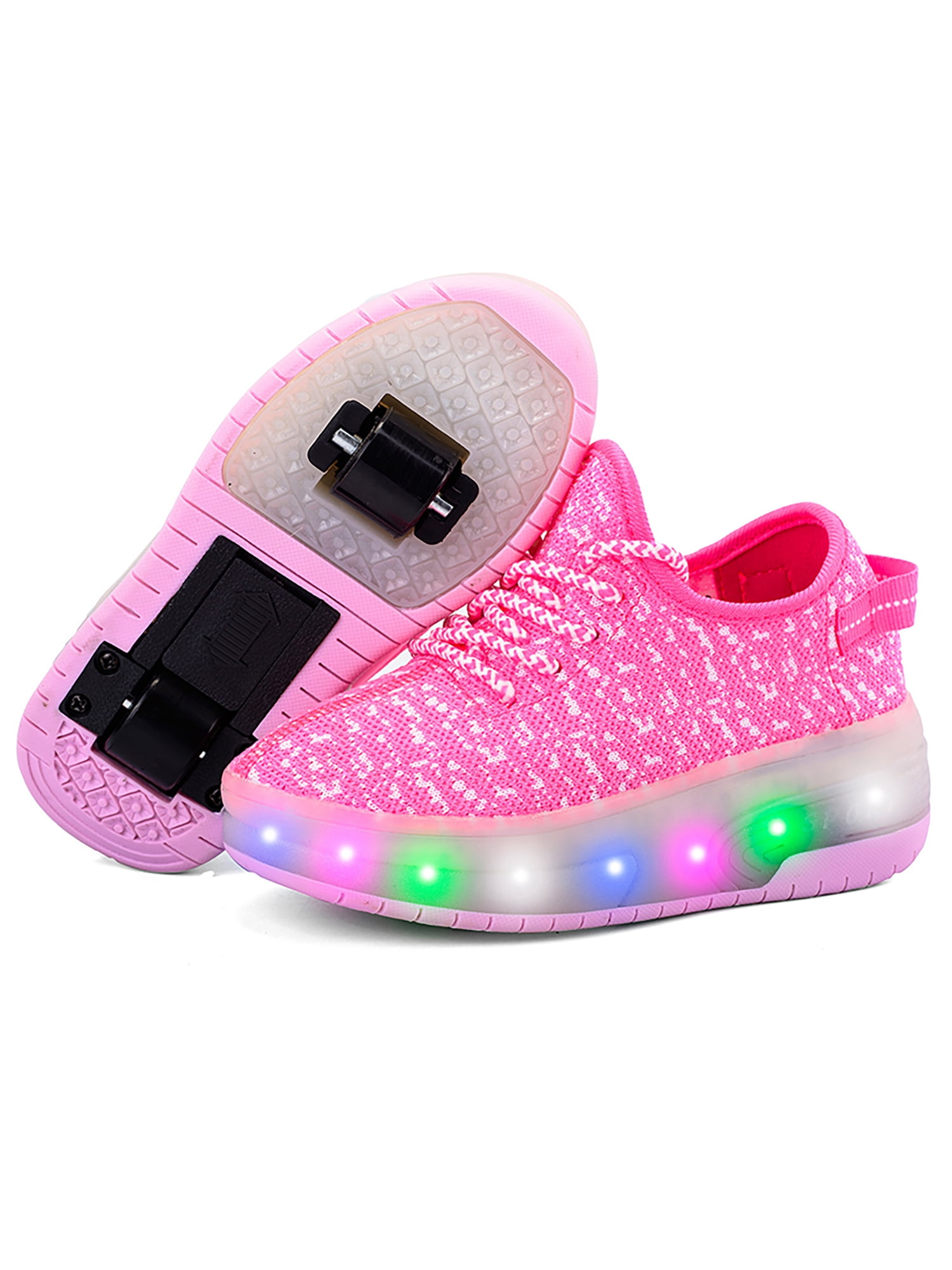 Tenmix Kids Roller Skate Shoes with Double Wheel Shoes Sport Sneaker LED