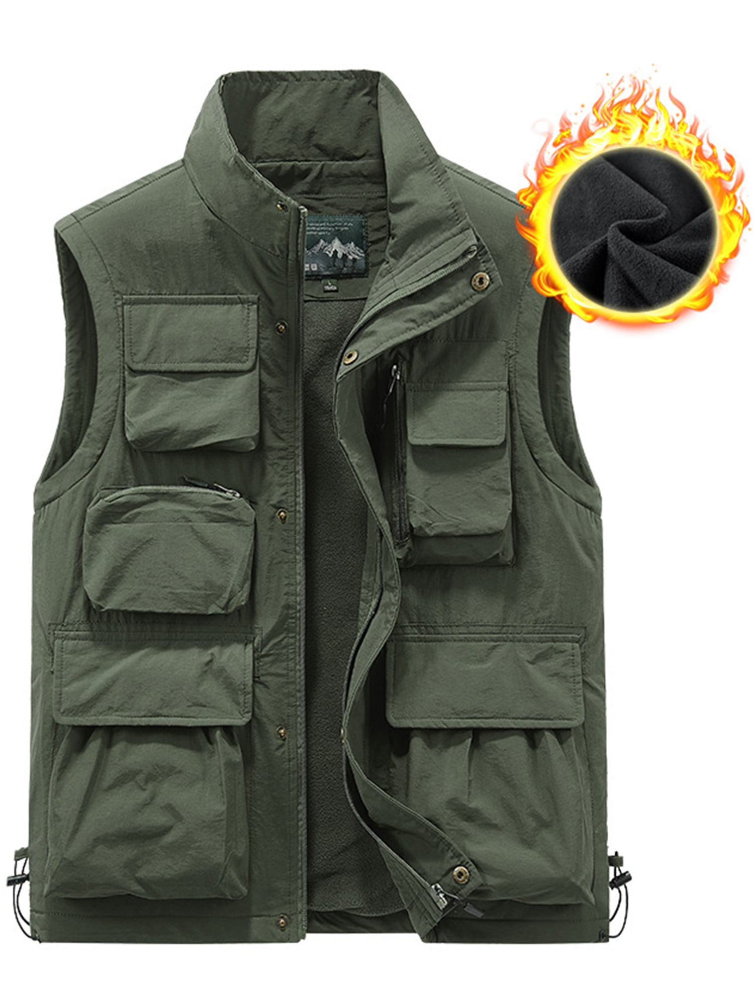 Tenmix Men Waistcoat Sleeveless Cargo Vest Solid Color Vests Jackets