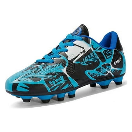 Tenmix Soccer Cleats Mens Kids Athletic Football Boots Boys Girls Outdoor Ground Football Shoes Youth Blue 8.5