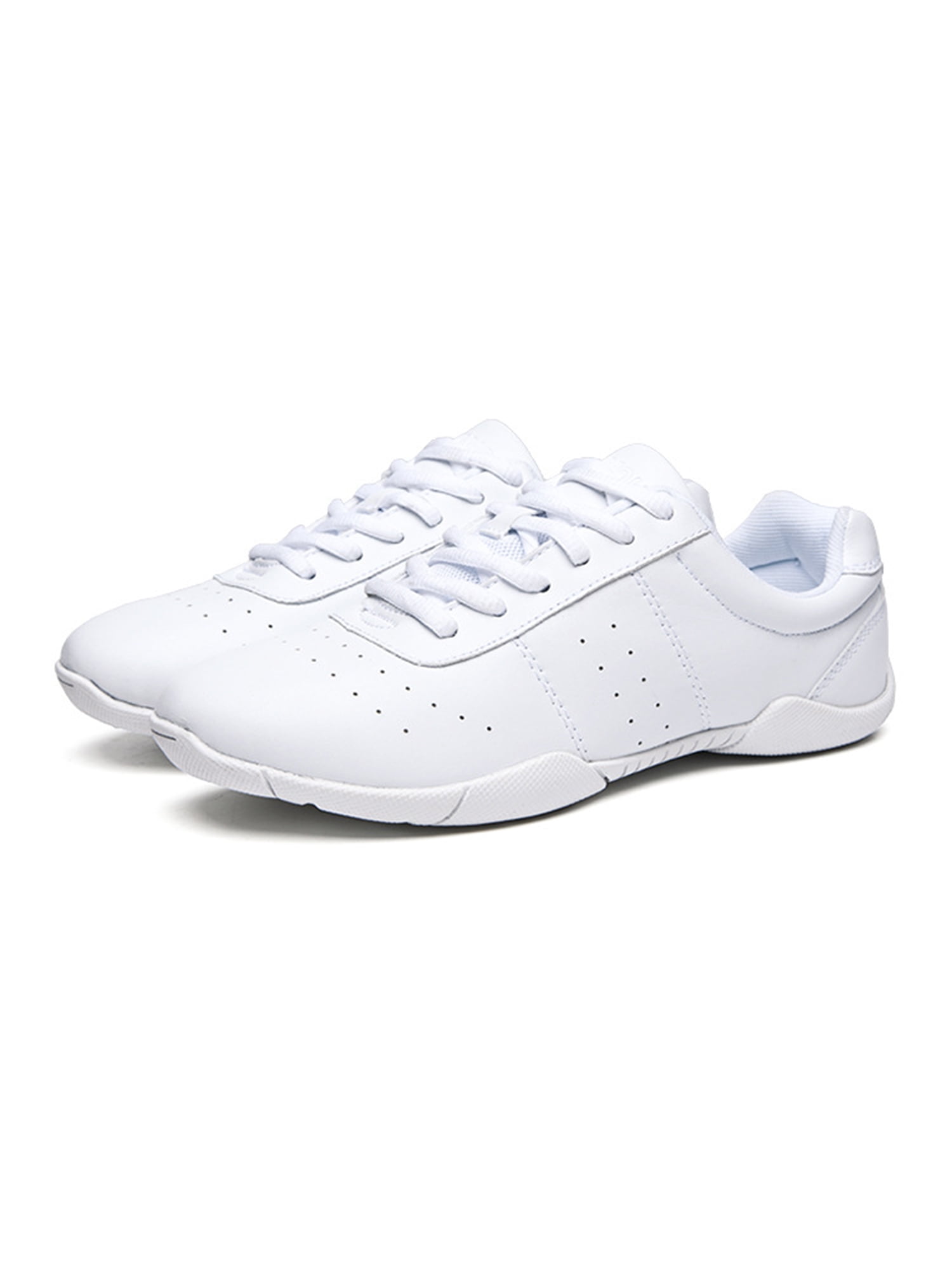 Tenmix White Cheer Shoes Cheerleading Shoes Comfortable Leather Non Slip Wide Width Dance
