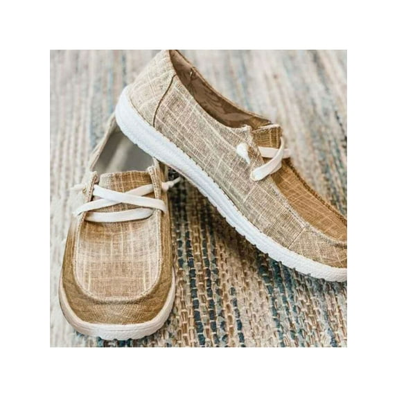 Tenmix Women Canvas Loafers-Anti Slip Ladies Casual Shoes Lace Up Walking Sneakers Size 4.5-10.5