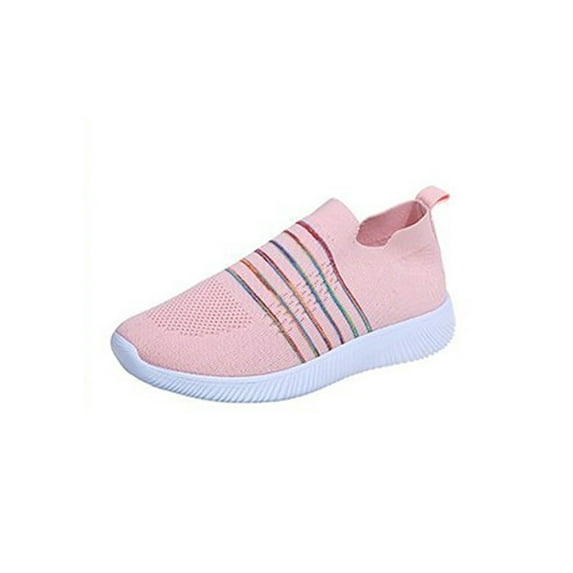 Tenmix Women Flats Comfort Sneakers Non-Slip Casual Shoes Slip On Sock Sneaker Work Wide Width Lightweight Walking Shoe Pink US 11