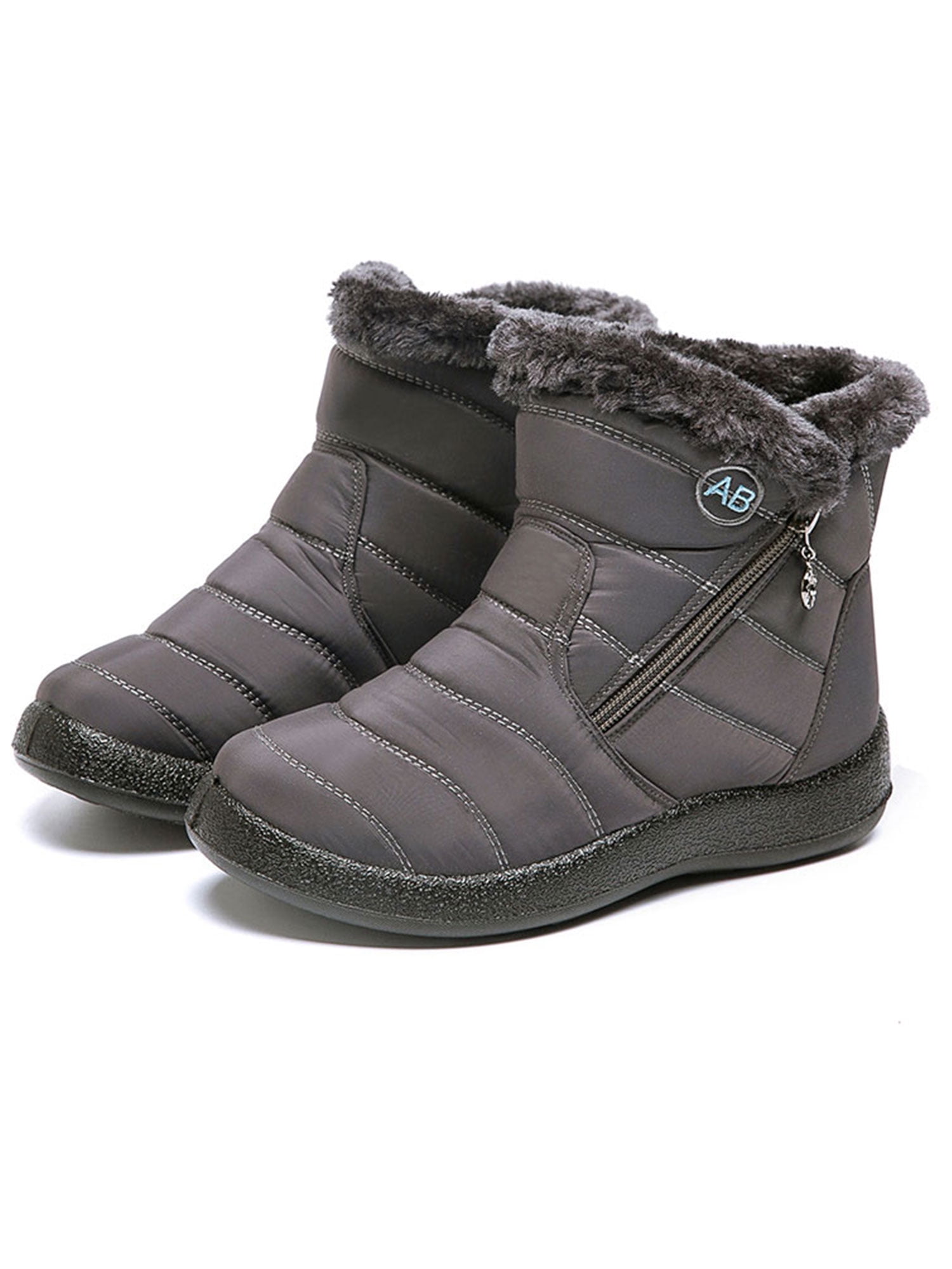 Tenmix Women s Comfortable Mid Zippered Waterproof Snow Boots Wide Width Winter Shoes Anti slip Keeps Feet Warm Walmart