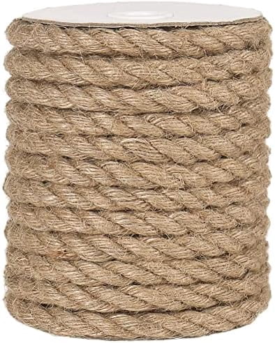 Hasako 12mm Jute Rope, 33 Feet Heavy Duty and Thick Rope Twine for Crafting, Gardening, Cat Scratching Post, Home Decoration