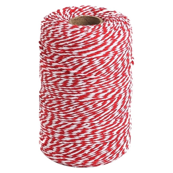 Tenn Well Red and White Twine, 656 Feet 200m Cotton Bakers Twine Ribbon for Baking, Butchers, Crafts, Gift Wrapping, Christmas Holiday Decorations