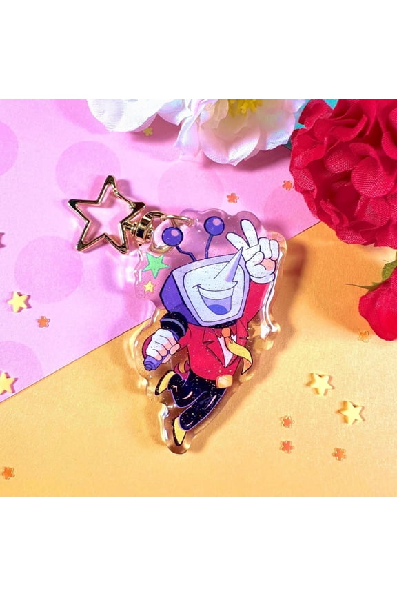 Tenna Indie RPG Game Glitter Keychain - Acrylic Epoxy Charm