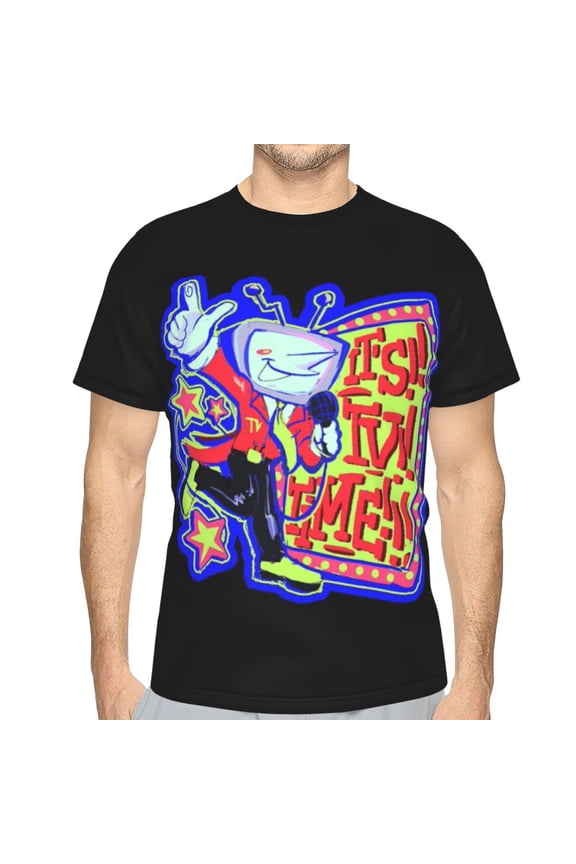 Tenna TV Deltarune Casual Men's T-Shirts Classic Crew T-Shirt Tops Slim Fit Short Shirts Sleeves Tees