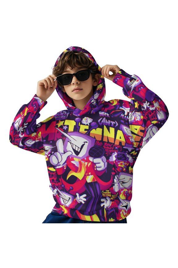 Tenna TV Time Deltarune Hooded Sweatshirt Graphic Printed Long Sleeves Pullover Hoodies