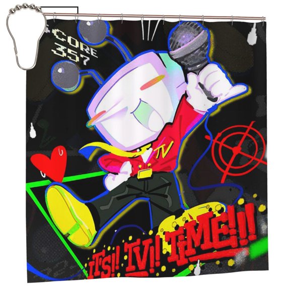 Tenna TV Time Deltarune Shower Curtain Waterproof Bathroom Curtain Set with Hooks Decor Bathtub 72 in x 72 in