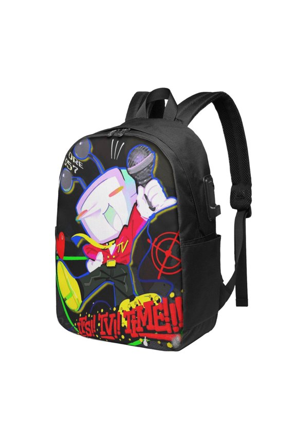 Tenna TV Time Deltarune USB Backpack 17in Laptop Bags Bookbag Travel Daypack Backpacks Men Women