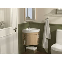 Tennant Brand 18" Light Oak Corner Bathroom Vanity with Matte Solid Surface