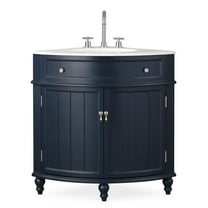 Tennant Brand 24" Navy Blue Corner Bathroom Vanity with White Quartz Top