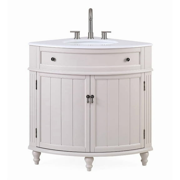 Tennant Brand 24" Taupe Corner Bathroom Vanity with White Quartz Top