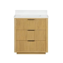 Tennant Brand 30" Gold Oak Bathroom Vanity with White Quartz Top