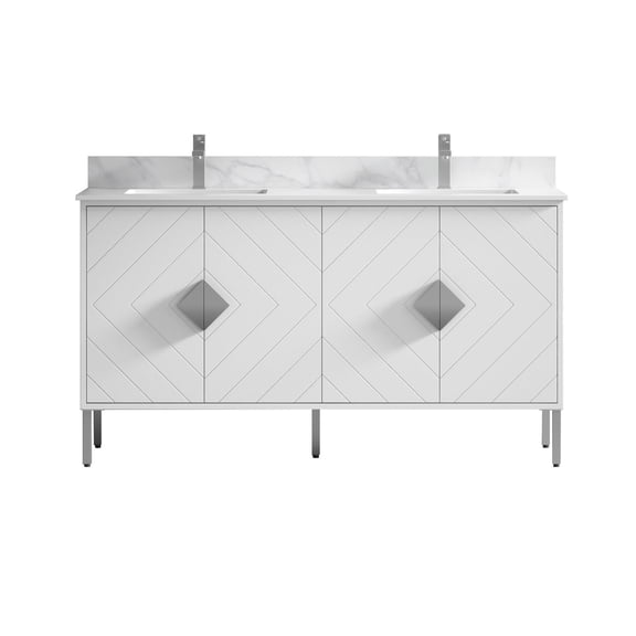 60" Fairy Wht CT Eileen Double sink vanity - White