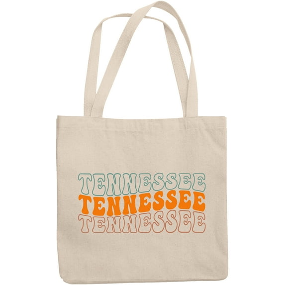 Tennessee, America, USA or US State Themed, Groovy Retro Wavy Text Merch Gift, 12oz Canvas Tote Bag