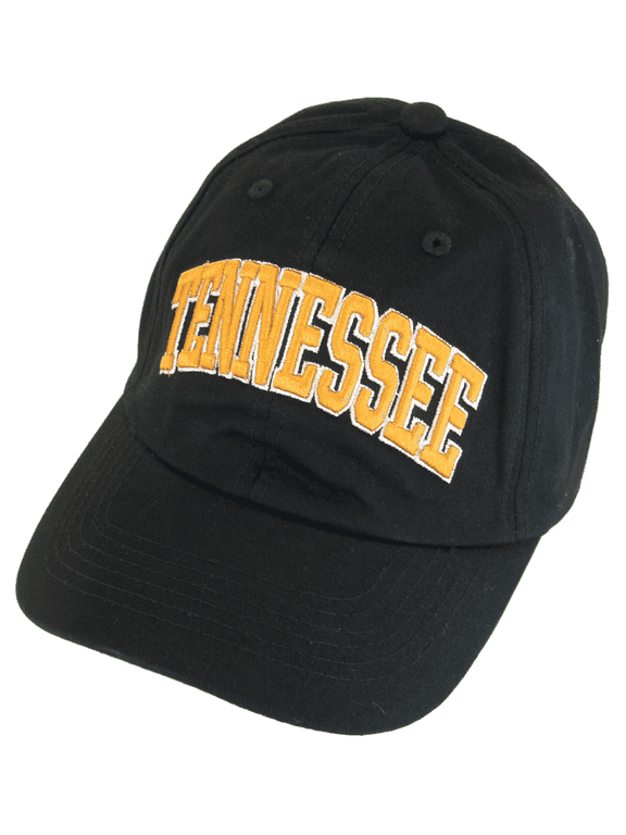 Tennessee Buckle Back Adjustable Cotton Baseball Cap (Black/Orange Script)