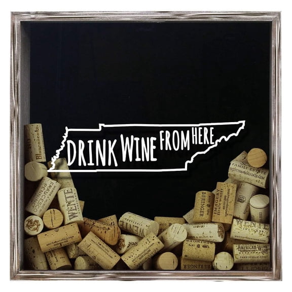 Torched Tennessee Drink Wine Shadow Box Wall Mount Decor 13"x13"x3" Gray