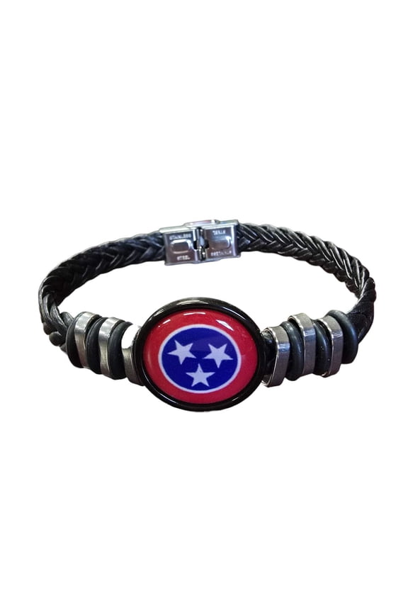 Tennessee Flag Braided Leather Bracelet | Unique State Pride Jewelry | Handmade