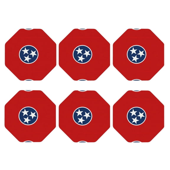 Tennessee Flag Leather Drinks Coasters Suitable for Various Cups Set of 6 Octagon
